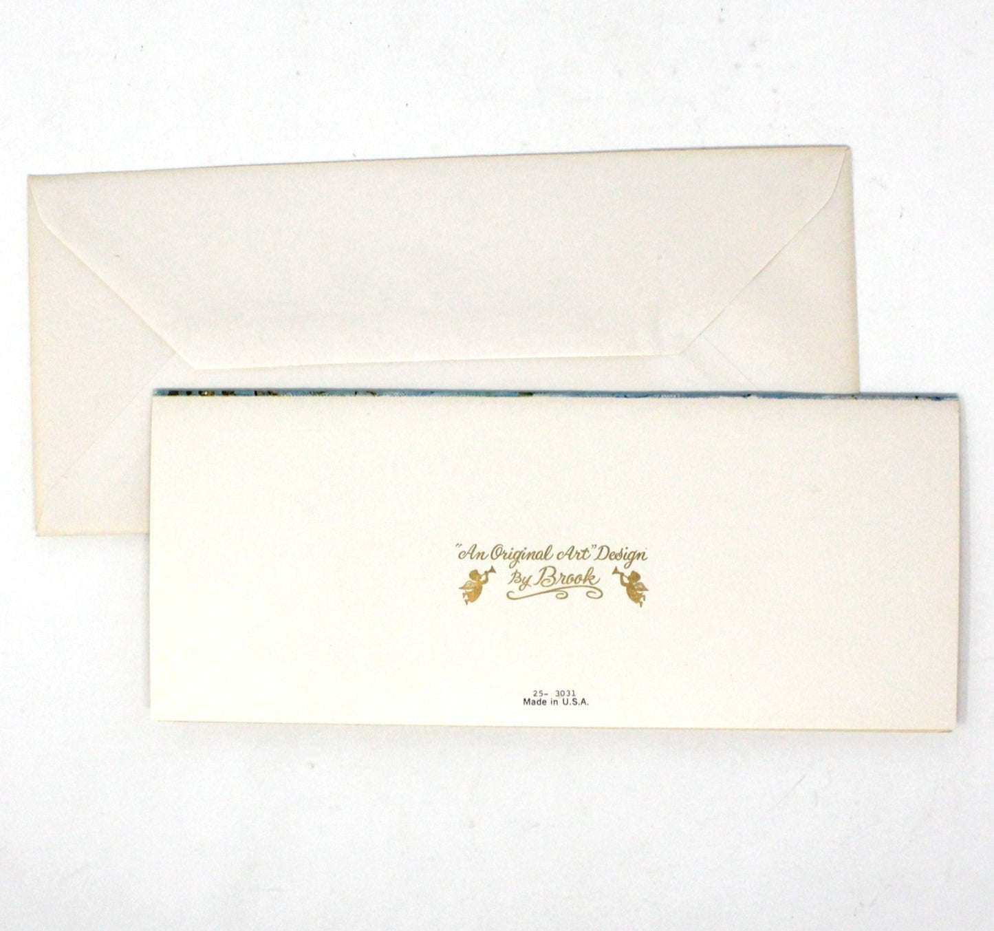 Greeting Card / Christmas Card, Cabin Snow Woods Scene, Gilded, Unused with Envelope, Original Design by Brook, Vintage