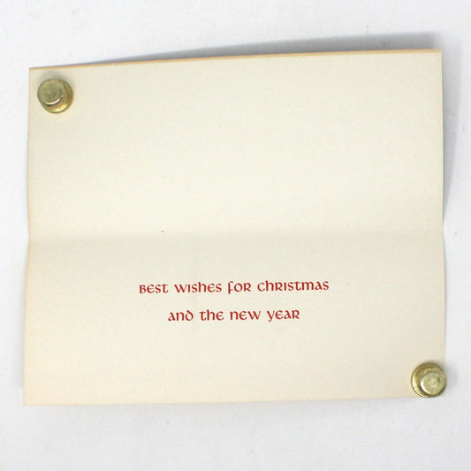 Greeting Card / Christmas Card, Cabin Snow Woods Scene, Gilded, Unused with Envelope, Original Design by Brook, Vintage