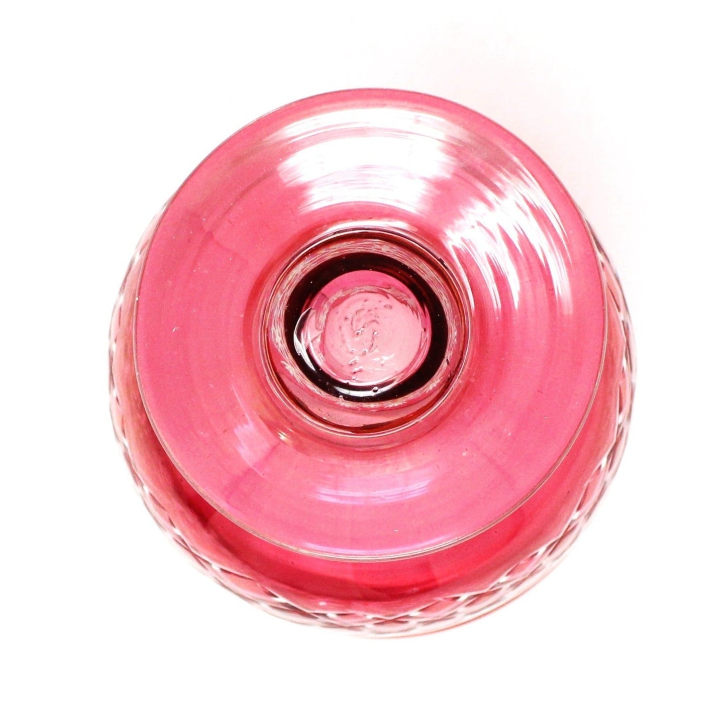 Candle Holder, Hurricane Style, Ruby Red Cut To Clear, Footed Bohemian Blown Glass, Vintage