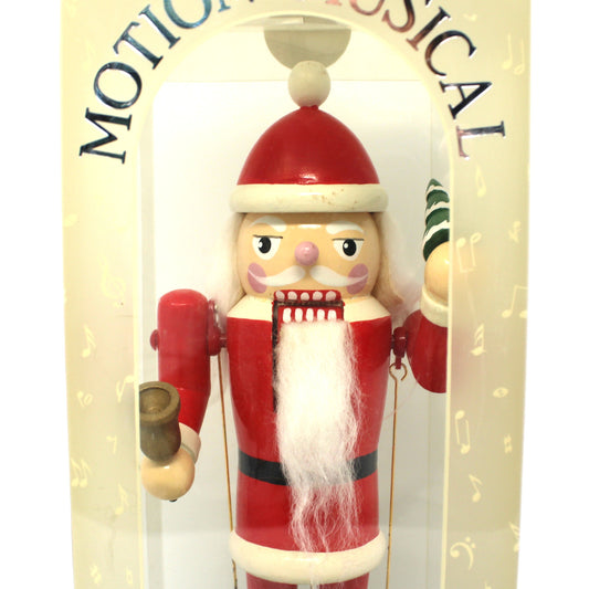Musical Figurine, Wooden Nutcracker, Santa Claus, Plays "Santa Claus is Coming To Town", Original Box, Vintage