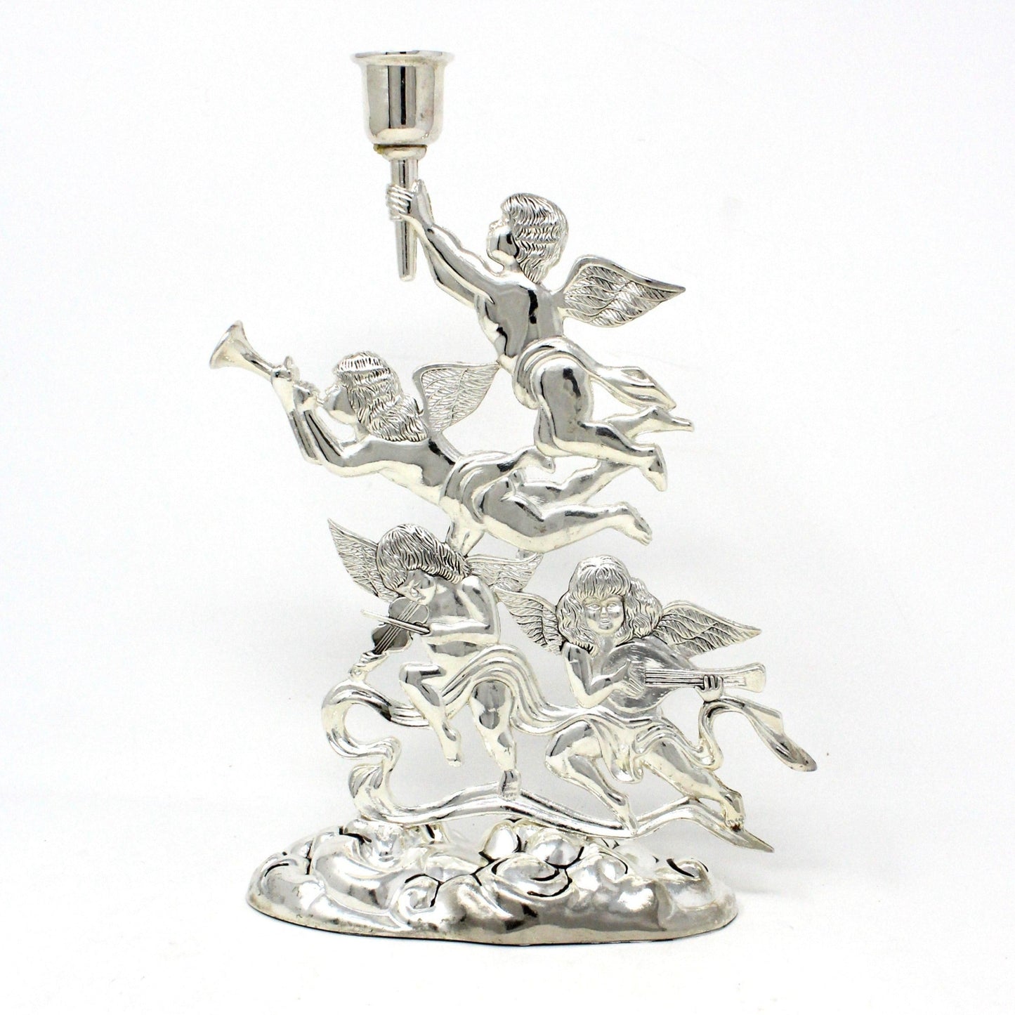Candle Holder, Godinger, Silverplate, Musical Cherubs, Vintage