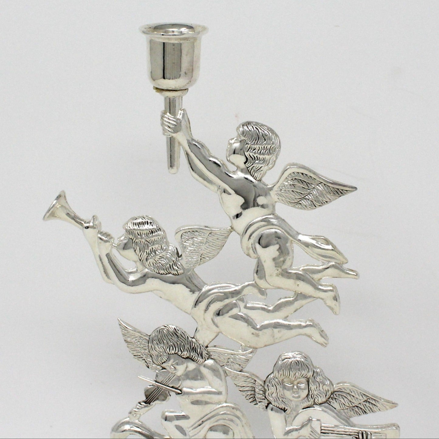 Candle Holder, Godinger, Silverplate, Musical Cherubs, Vintage