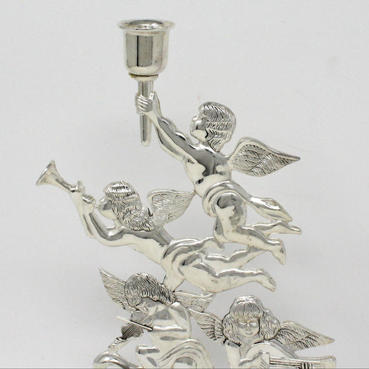 Candle Holder, Godinger, Silverplate, Musical Cherubs, Vintage