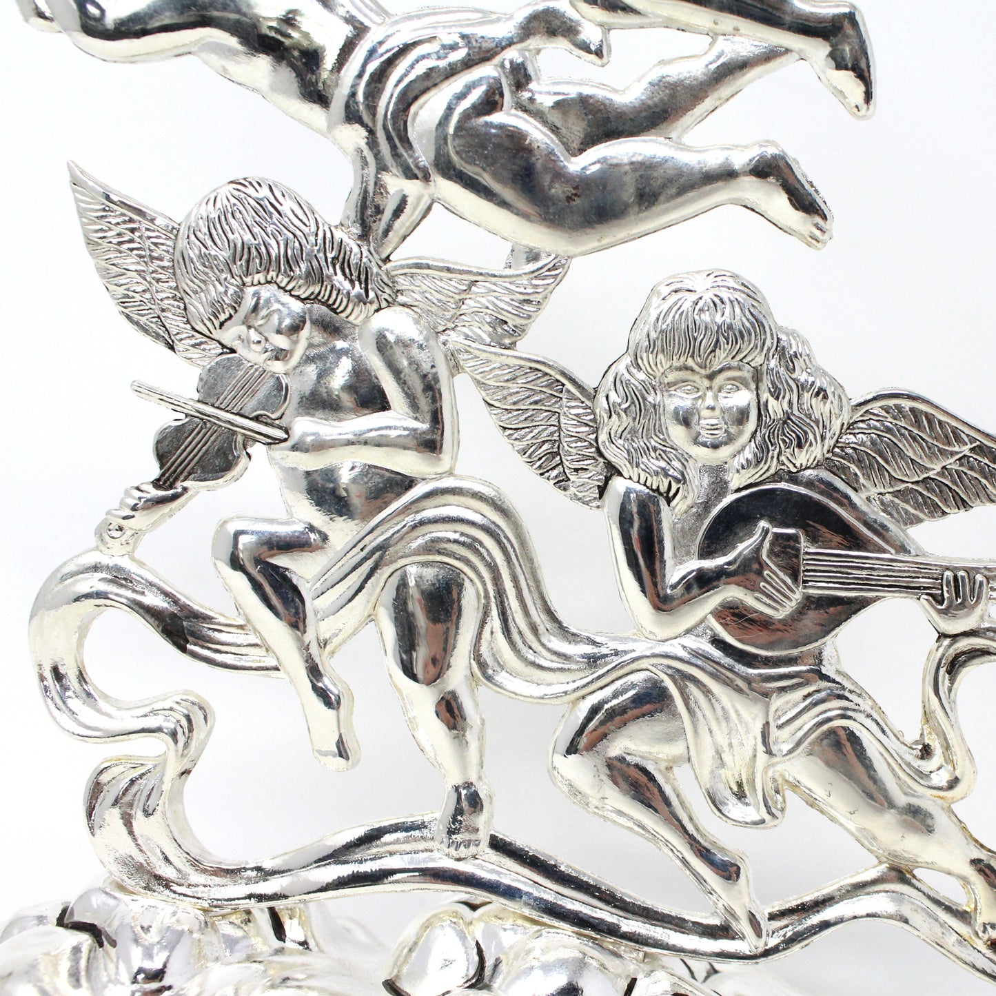 Candle Holder, Godinger, Silverplate, Musical Cherubs, Vintage