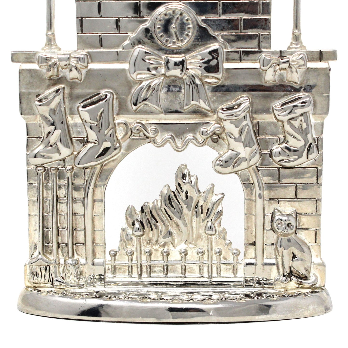 Candle Holder, Godinger, Silverplate, Christmas Fireplace Mantel, Vintage