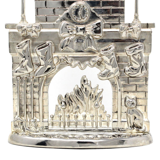 Candle Holder, Godinger, Silverplate, Christmas Fireplace Mantel, Vintage