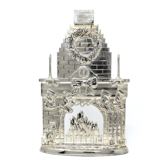 Candle Holder, Godinger, Silverplate, Christmas Fireplace Mantel, Vintage