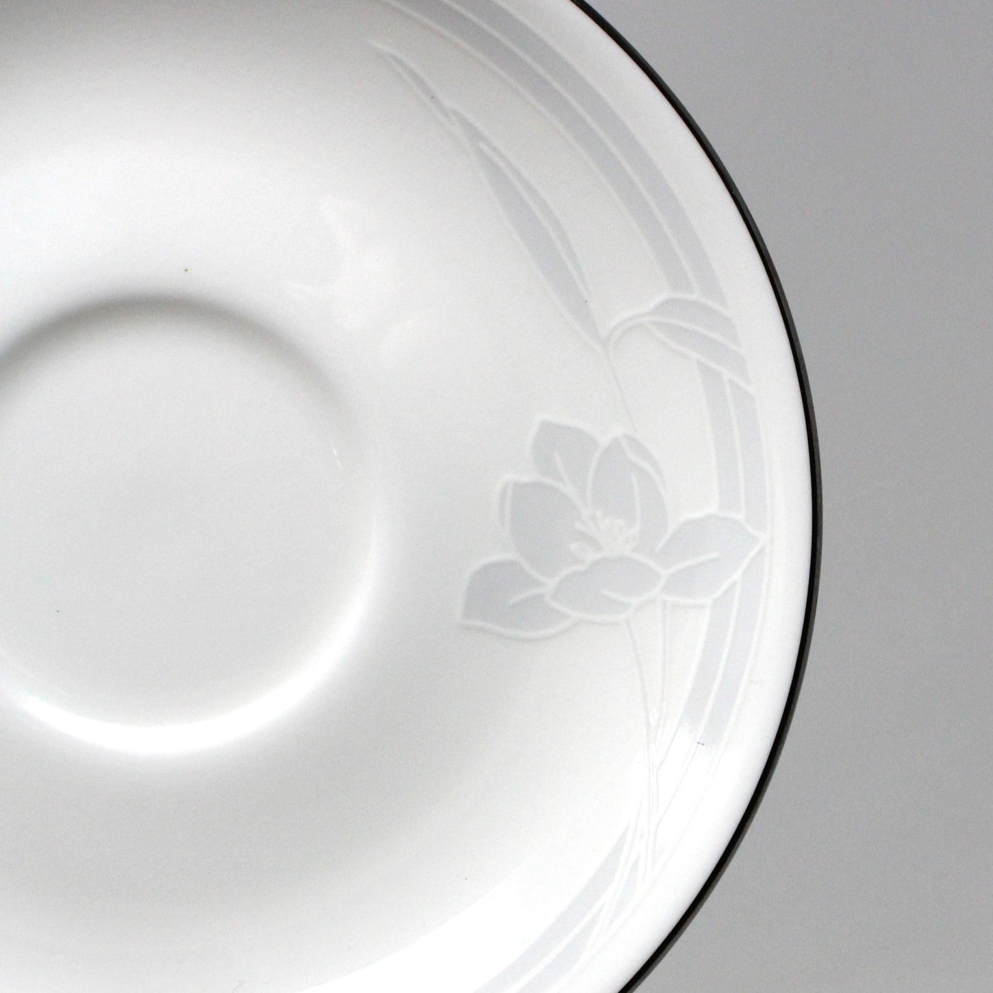Demitasse & Saucer, Mikasa, Ovation White, Lotus Flower, Vintage Japan