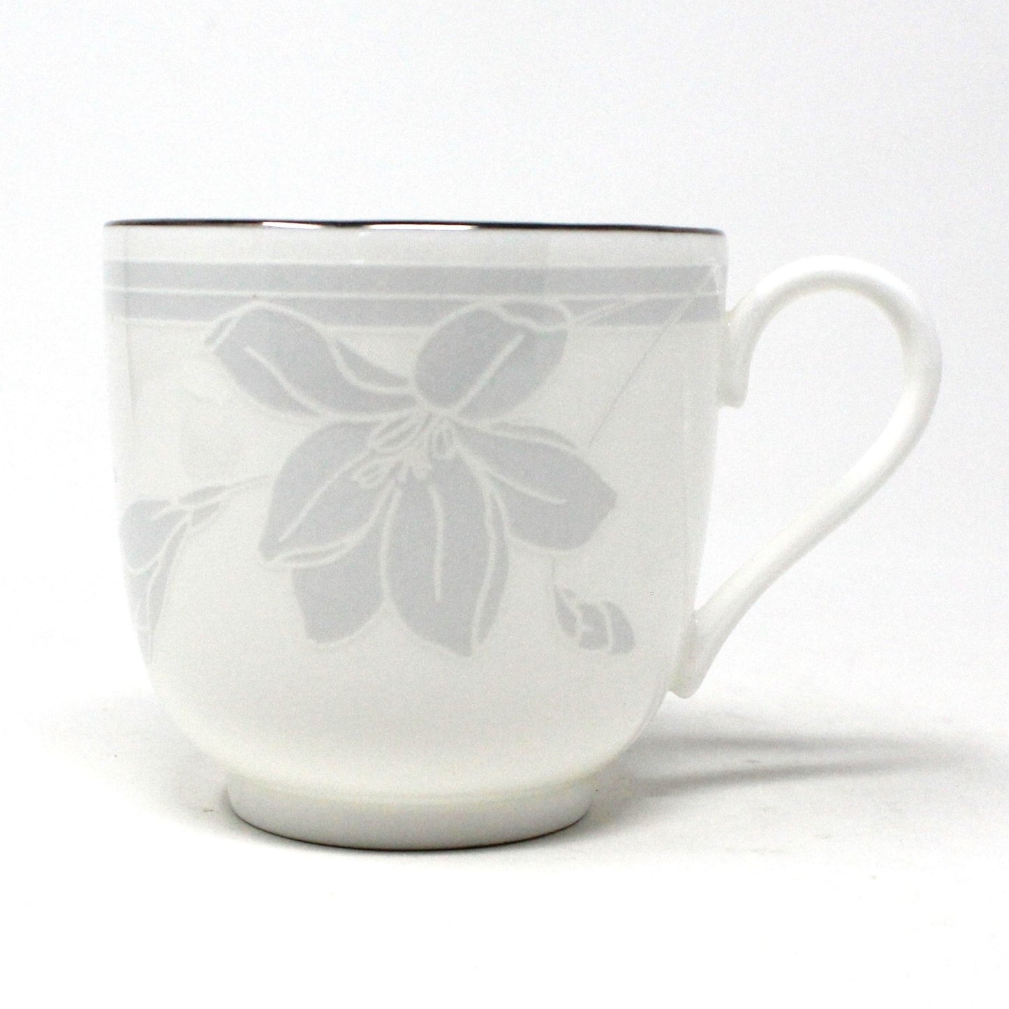 Demitasse & Saucer, Mikasa, Ovation White, Lotus Flower, Vintage Japan