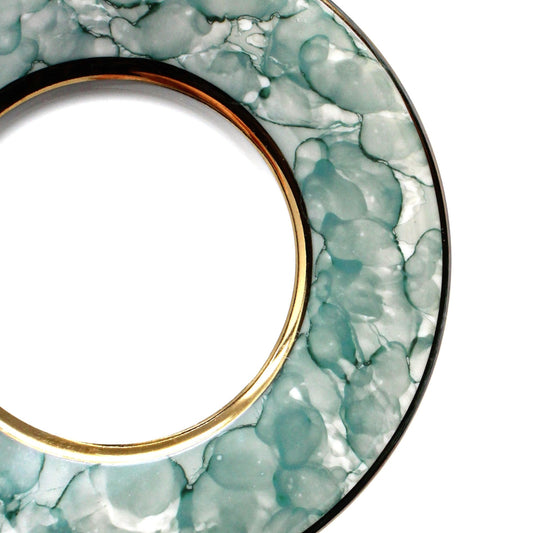 Demitasse & Saucer, Iridescent Marbled Blue Design, Vintage Japan