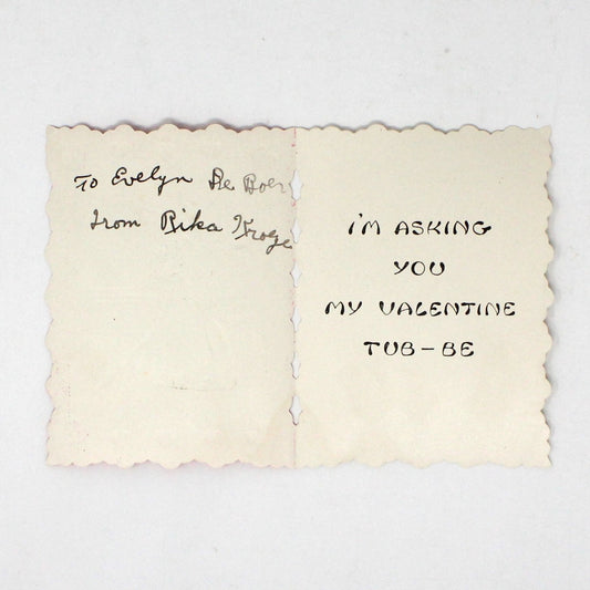 Greeting Card / Valentine Card, Girl Washing, Vintage 1930's