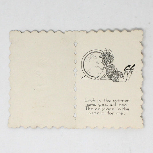 Greeting Card / Valentine Card, Whitney Made, Girl with Doll, Vintage 1930's