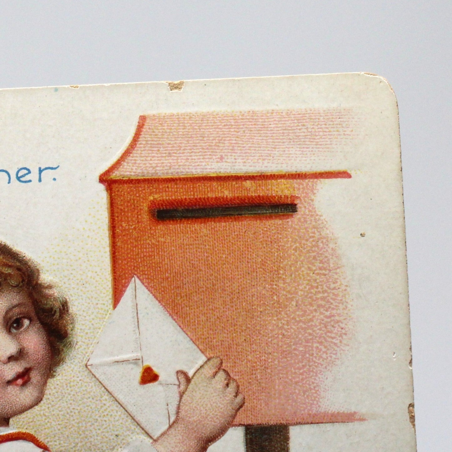 Postcards, Valentine's Day Card, Ellen Clapsaddle Signed, Child Mailing Love Letter with Puppy Dog, Antique