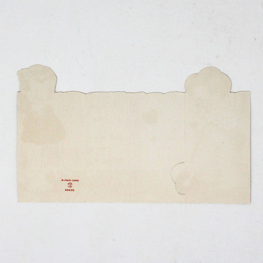 Greeting Card / Valentine Card, A-Meri-Card, Fold Up, Boy & Girl with Lawn Mower, Unused, Vintage