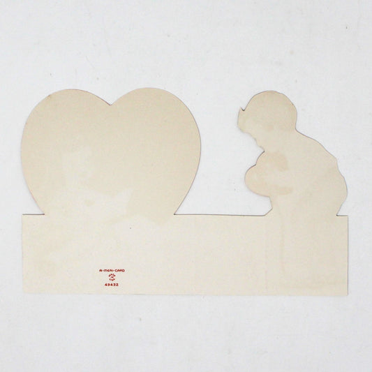 Greeting Card / Valentine Card, A-Meri-Card, Fold Up, Boy & Girl with Red Hearts, Unused, Vintage