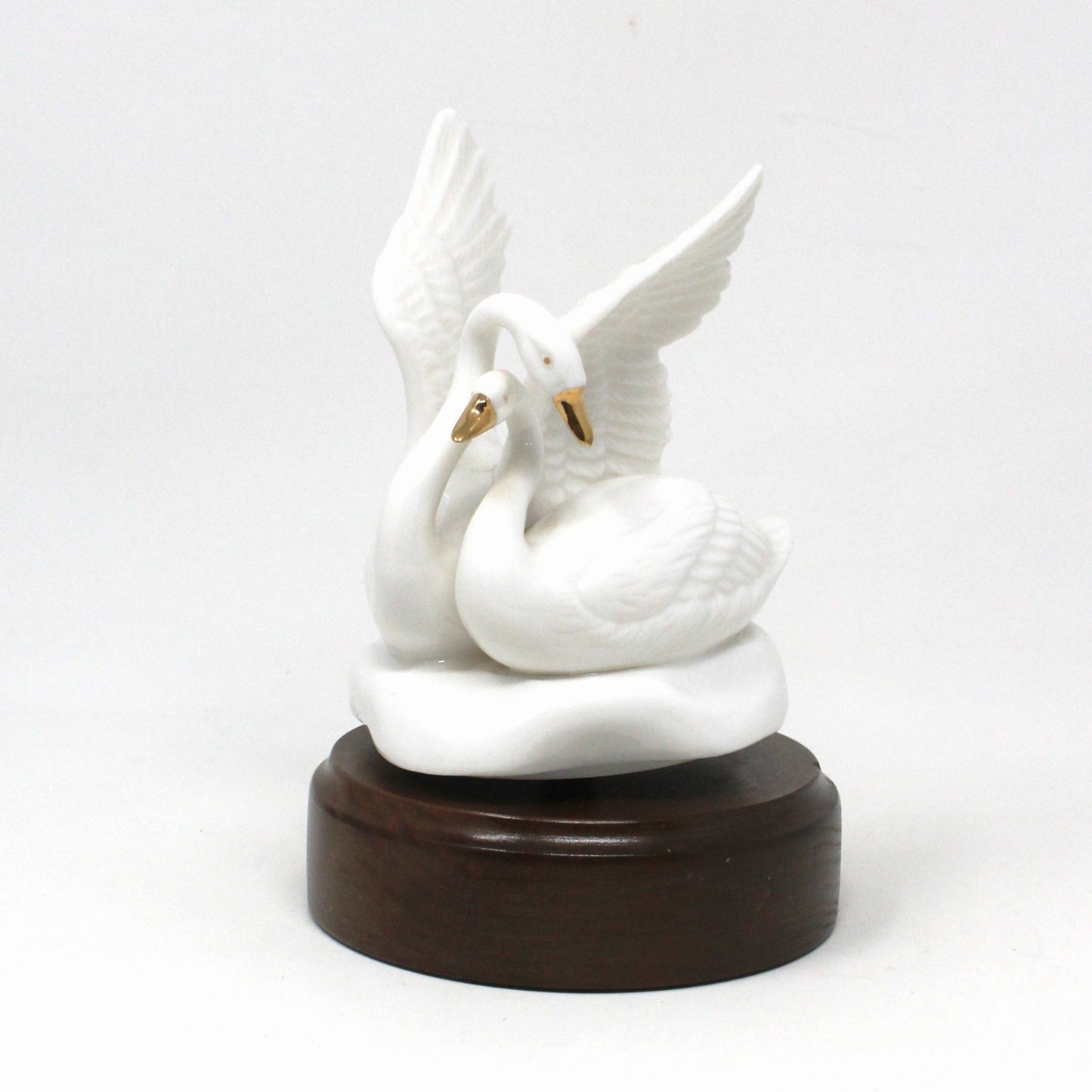 Musical Figurine, Double Swans, Plays Lara's Theme - Somewhere My Love, Porcelain, Vintage, SOLD