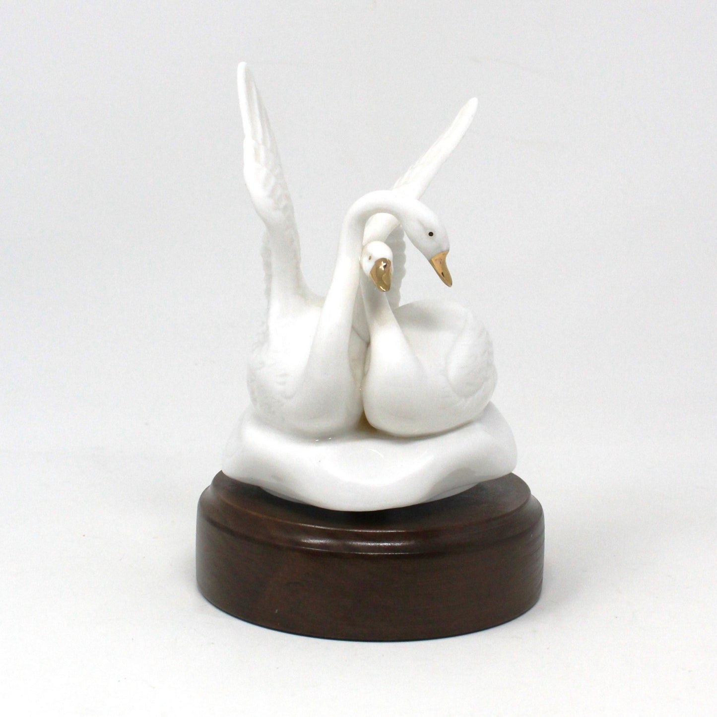 Musical Figurine, Double Swans, Plays Lara's Theme - Somewhere My Love, Porcelain, Vintage, SOLD