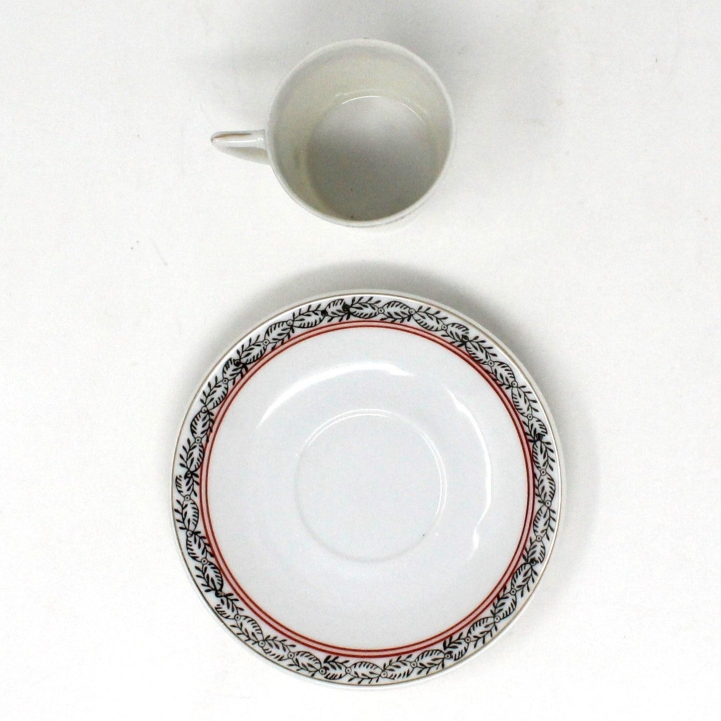 Demitasse & Saucer, Red & Black Abstract Pattern, Occupied Japan, Vintage