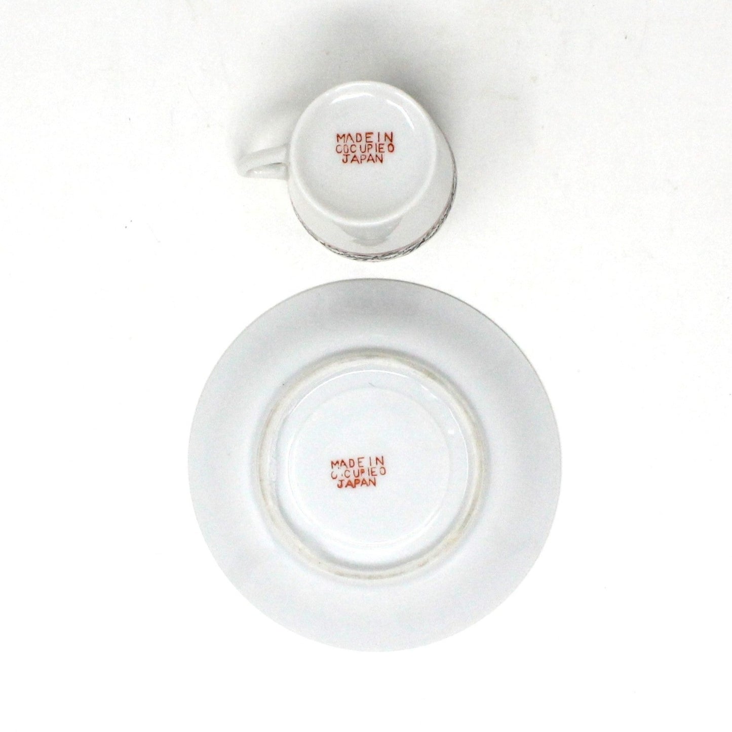 Demitasse & Saucer, Red & Black Abstract Pattern, Occupied Japan, Vintage