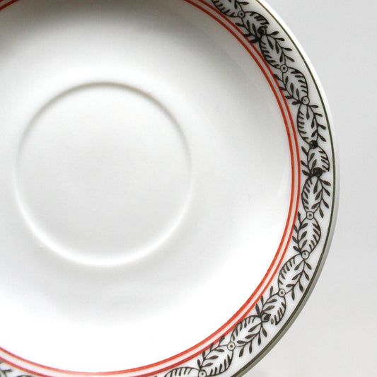 Demitasse & Saucer, Red & Black Abstract Pattern, Occupied Japan, Vintage