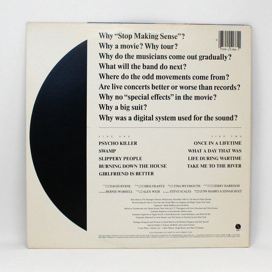 Record Album, Talking Heads, Stop Making Sense, Original 1984, Sire Records, Vintage Vinyl, USED, VG+, SOLD