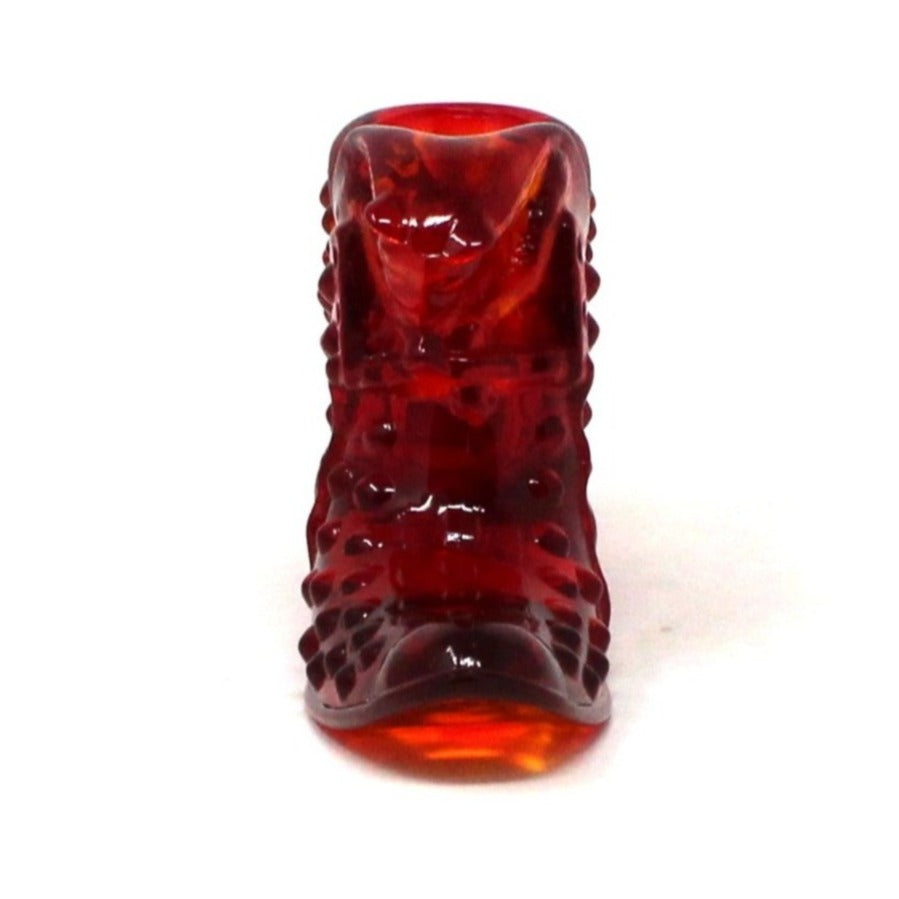 Shoe, Fenton Slipper, Hobnail Orange / Amberina Glass, Vintage, SOLD