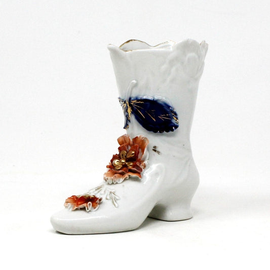 Shoe / Boot, Porcelain Victorian Boot, Hand Applied Floral, Vintage Germany