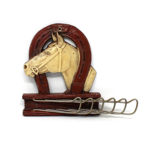 Tie Rack / Belt Organizer, Western Horse Head & Horseshoe, Wall Mount, Vintage