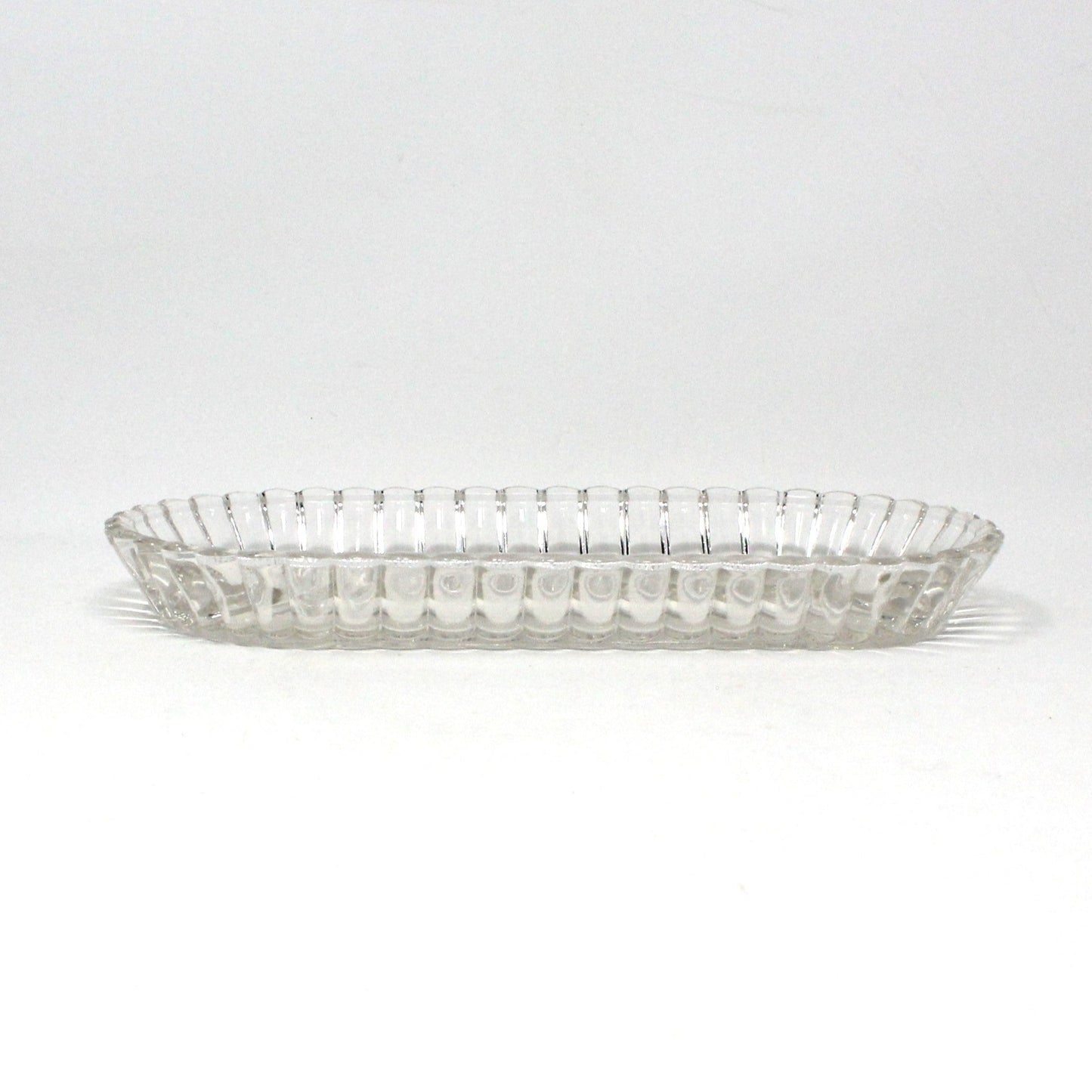 Asparagus Dish, Hazel Atlas, Oval Ribbed Glass, Pattern 1305, Vintage