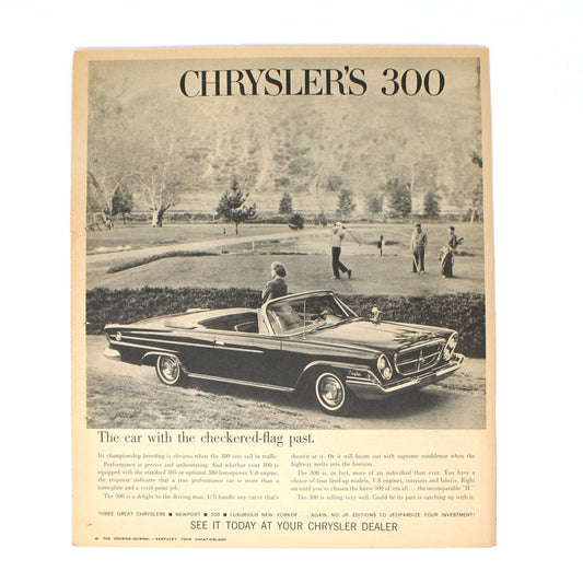 Advertisement, Chrysler 300 Convertible, Original 1962 Magazine Ad, Vintage, SOLD