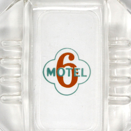 Ashtray, Hotel Souvenir, Motel 6, Glass Advertising Ashtray, Vintage
