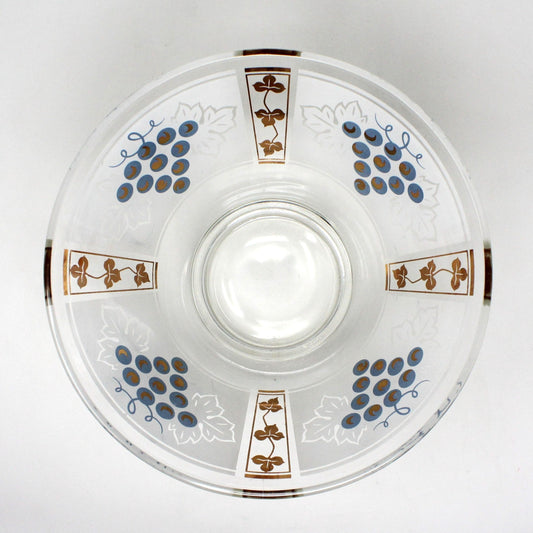 Bowl, Anchor Hocking, Golden Grapes, Large Glass Bowl, Mid Century Vintage