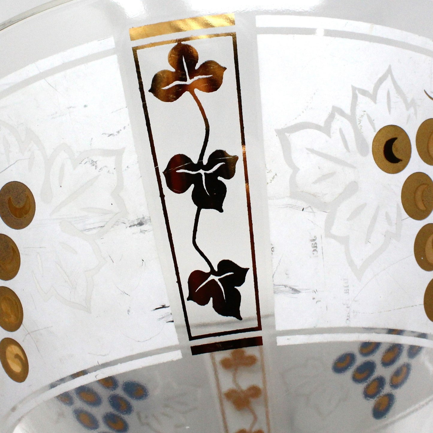 Bowl, Anchor Hocking, Golden Grapes, Large Glass Bowl, Mid Century Vintage