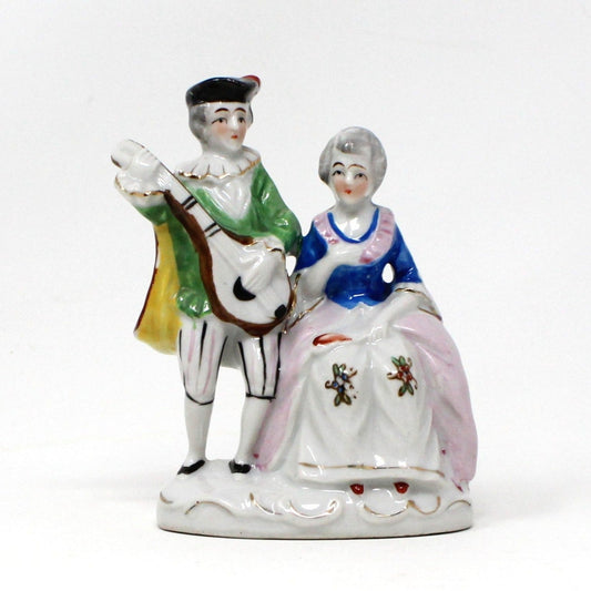 Figurine, French Victorian Couple, Man Playing Mandolin, Japan, Vintage