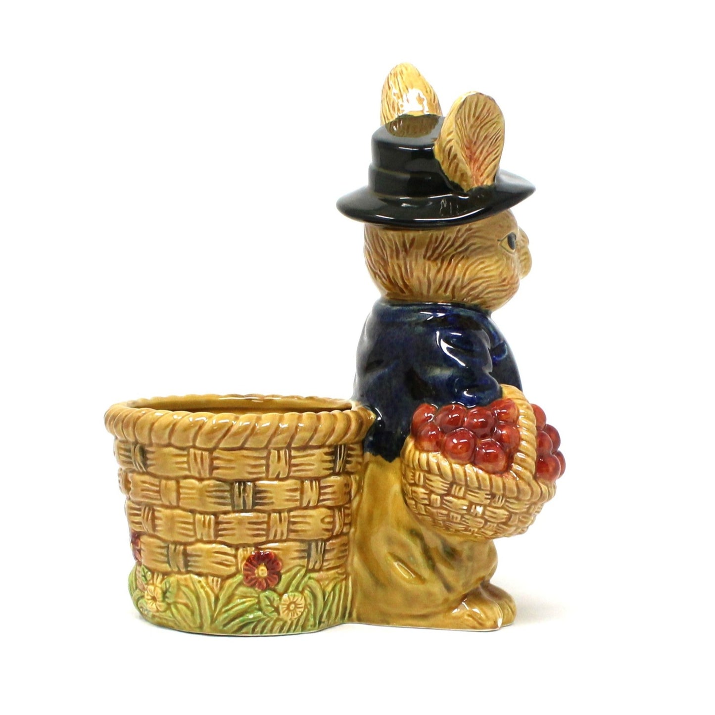 Planter, Bunny Rabbit Dressed Up with Jacket & Hat, Ceramic