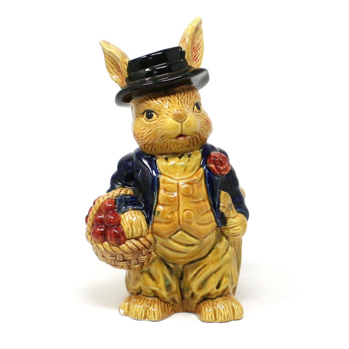 Planter, Bunny Rabbit Dressed Up with Jacket & Hat, Ceramic