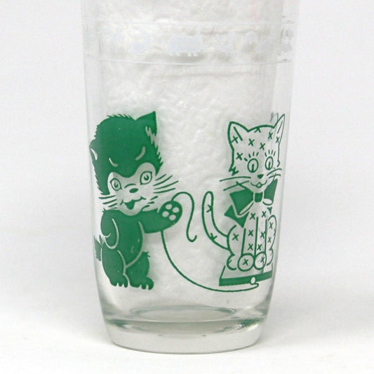 Juice Glass, Hazel Atlas, Swanky Swigs, Kiddie Kup, Baby Animals Green, Vintage, SOLD