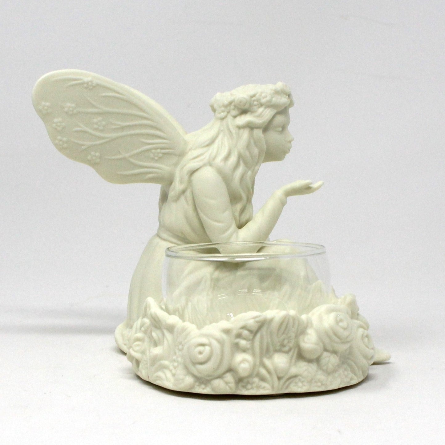 Candle Holder, Partylite, Ariana Garden Fairy Votive / Tealight, Bisque Porcelain, Vintage, SOLD