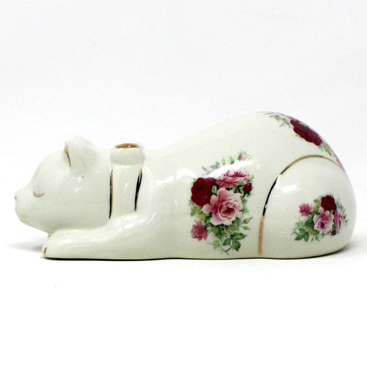 Figurine, Baum Bros, Formalities, Sleeping Kitty Cat, Victorian Rose, Vintage