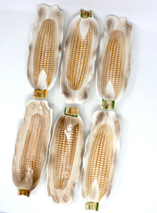 Corn Servers, Corn on the Cob (Brown), Set of 6, Vintage