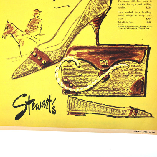 Advertisement, Stewart's Shoe Store, Sandler Of Boston "Derby Winners", Women's Fashion, 1962, Original Magazine Ad, Vintage