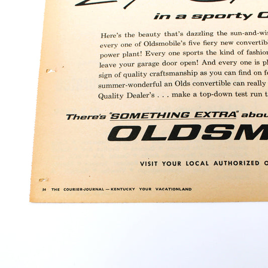 Advertisement, Oldsmobile Convertible, Original 1962, "There's something Extra about owning an OLDSMOBILE", Magazine Ad, Vintage