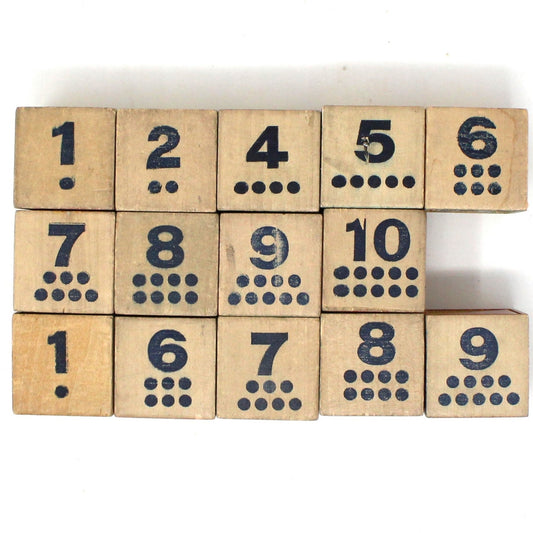 Wooden Blocks, Children's Building Blocks: Animals, Numbers, Figures, Nursery Rhymes, Antique