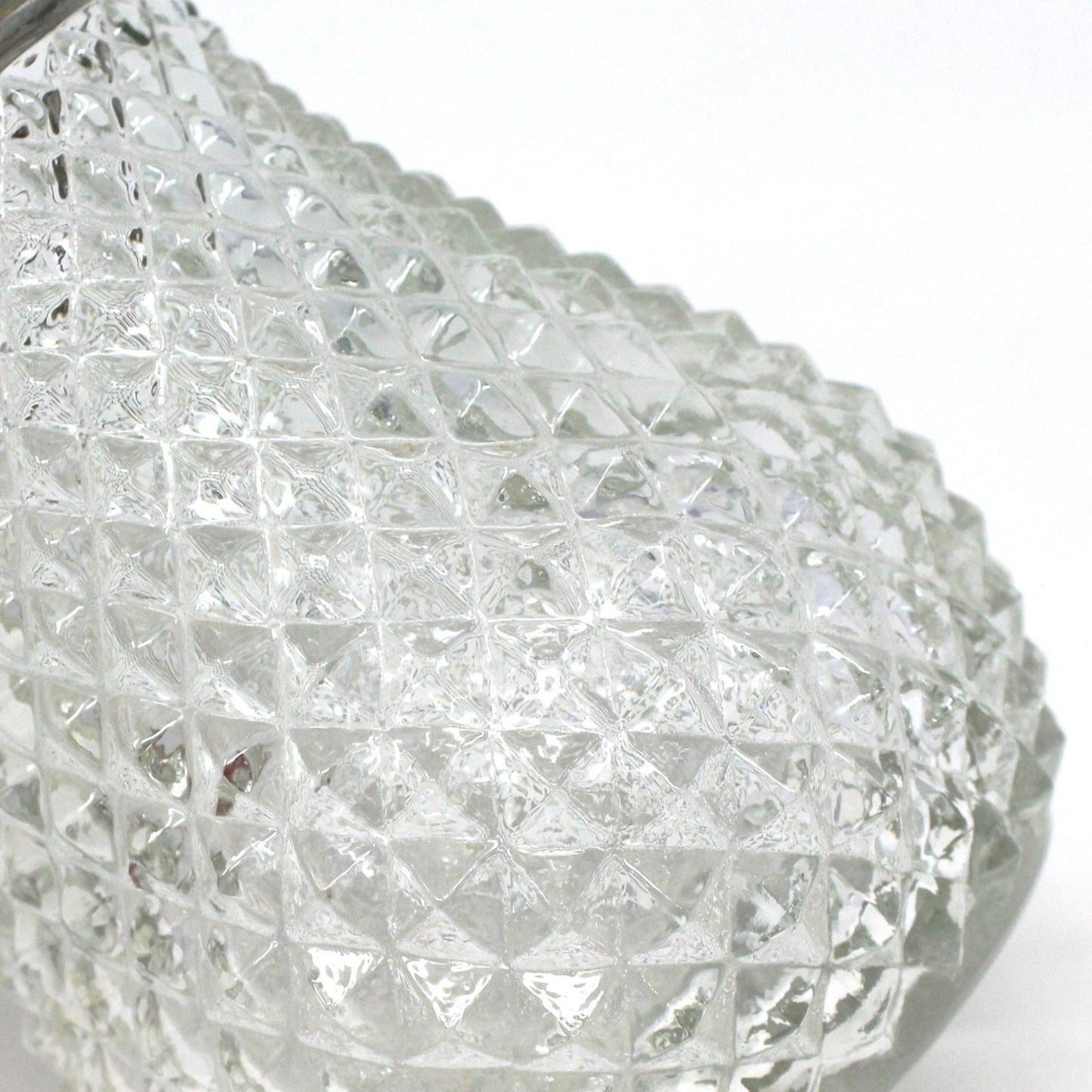 Shaker, Muffineer / Sugar Caster, Diamond Point, Glass with Silver Metal Top, Vintage Import