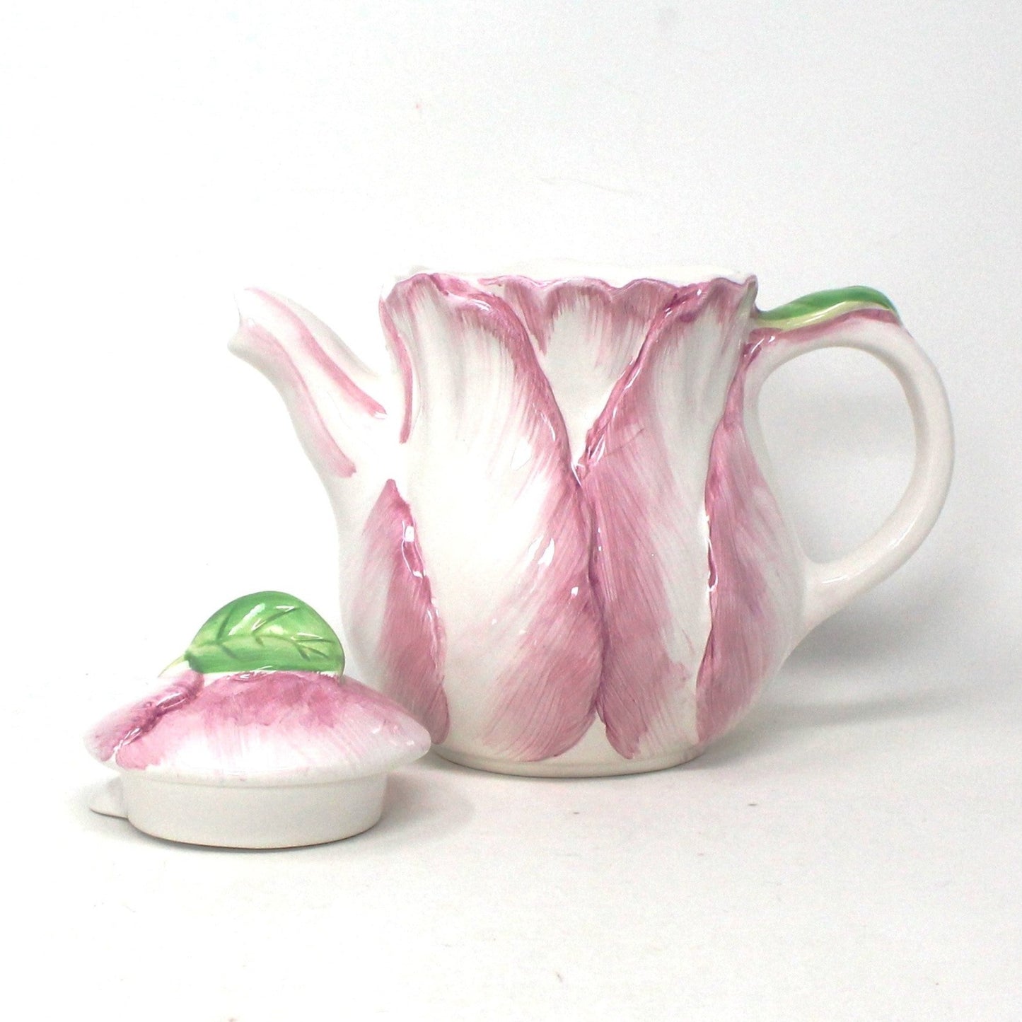 Teapot, Bombay, Flower Shaped Teapot, Pink & White, Vintage
