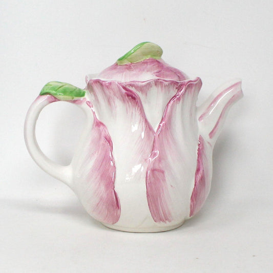 Teapot, Bombay, Flower Shaped Teapot, Pink & White, Vintage, SOLD