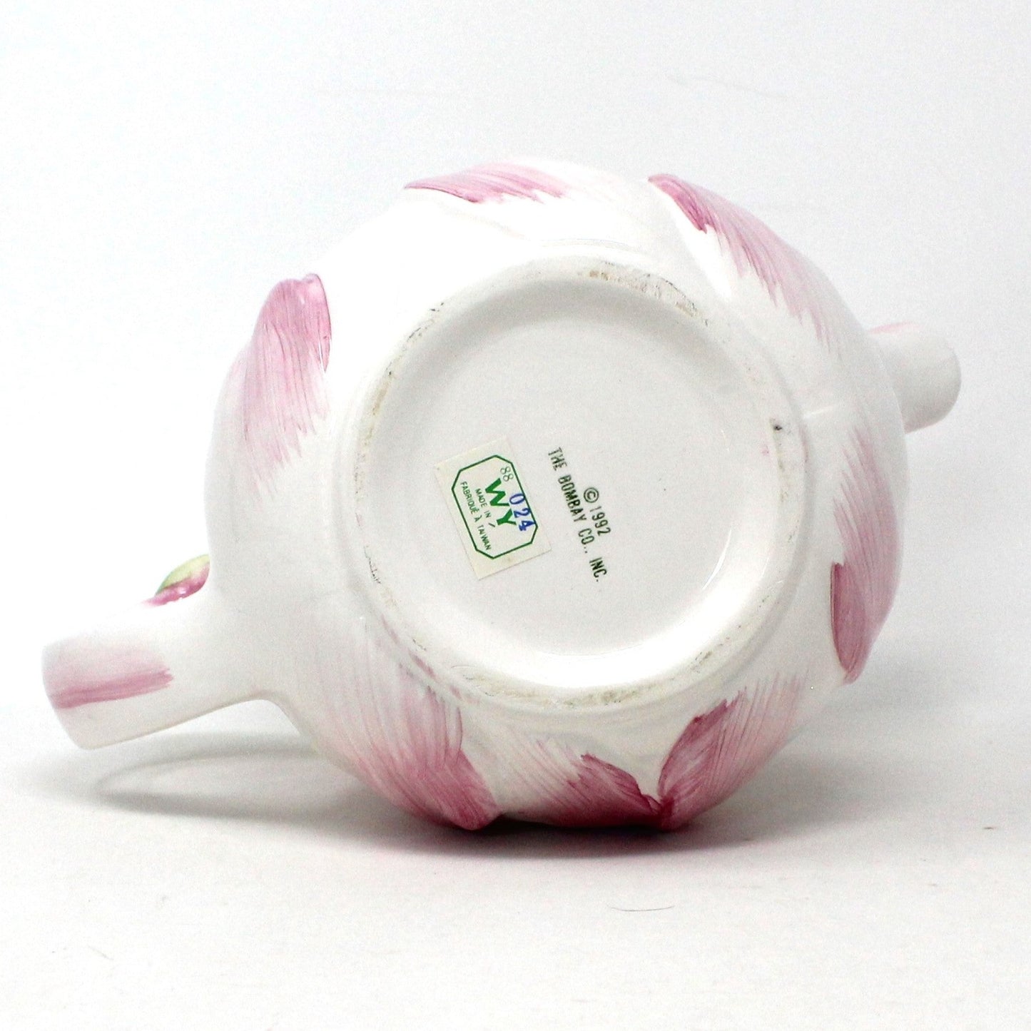 Teapot, Bombay, Flower Shaped Teapot, Pink & White, Vintage