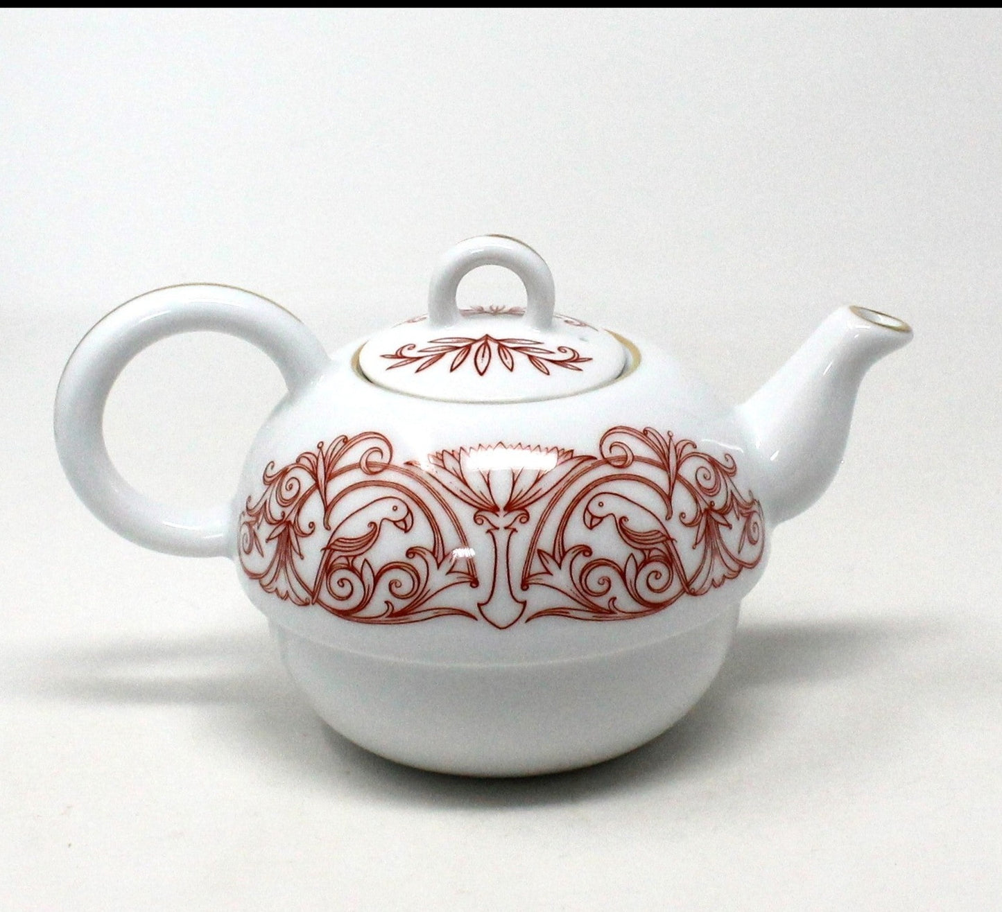 Teapot for One, Mlesna Stackable Teapot & Cup, Red Birds Design, SOLD
