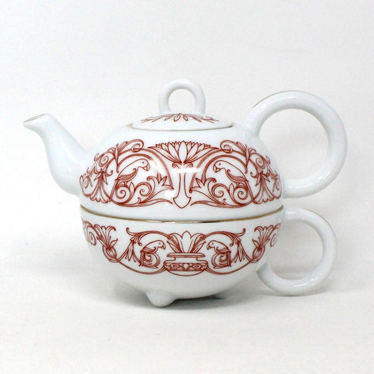 Teapot for One, Mlesna Stackable Teapot & Cup, Red Birds Design, SOLD