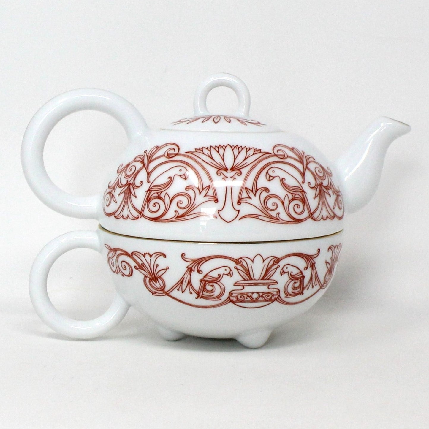 Teapot for One, Mlesna Stackable Teapot & Cup, Red Birds Design, SOLD